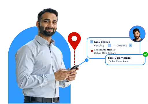 Employee GPS tracking app on smartphone showing real-time location of employees for efficient workforce management.